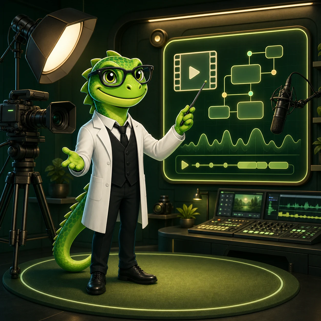 WebLizard Labs lizard instructor recording a technical video lesson